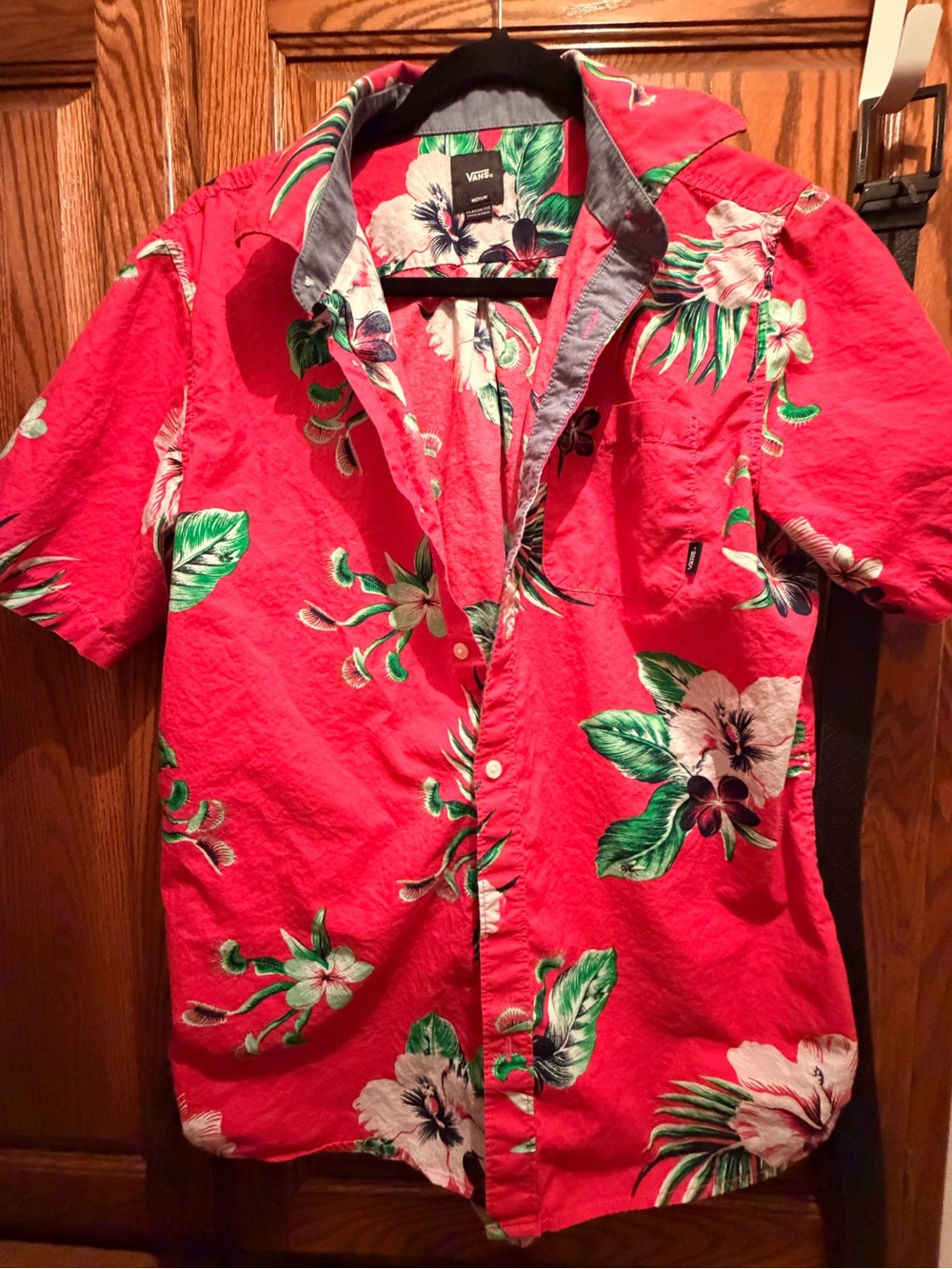 Vans Red Hawaiian Floral Short-Sleeve Button-Down Shirt